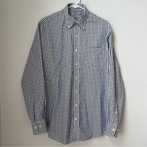 Peter Millar Men’s Blue & White Checkered Nanoluxe Button down Shirt Size Large